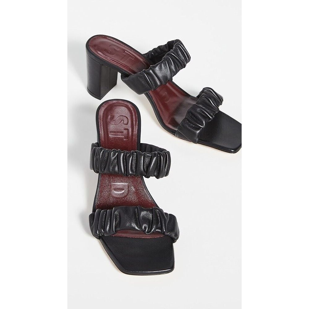 $325 STAUD [ 38 /‎ 7.5 US ] Frankie Ruched Slide Sandal in Black